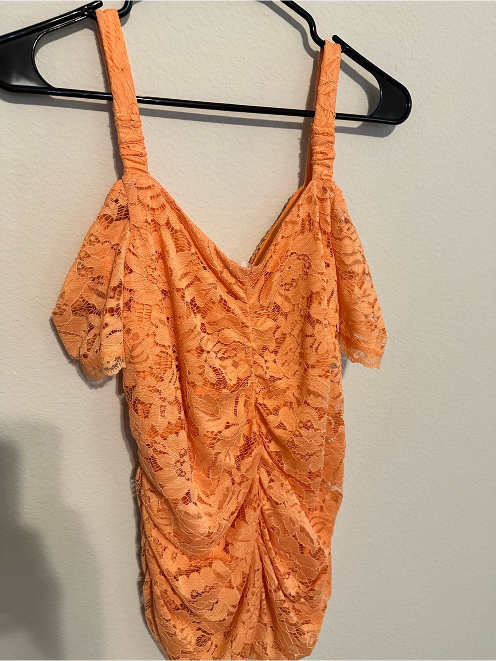 Venus Orange Lace Cold-Shoulder Women's Top